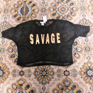 NWT Black Mesh See Thru Savage Top size 1XL